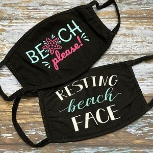2-Pack NWT Beach Theme Cotton Face Masks